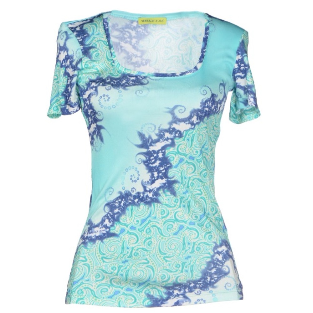 Versace Jeans Turquoise Shirt Top Sz 2 US/ 38 IT